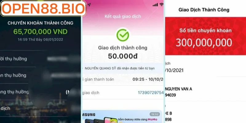 Hướng Dẫn Nạp Tiền Open88 Chi Tiết: Nhanh Chóng, An Toàn Biểu mẫu xác nhận giao dịch thành công nhanh chóng